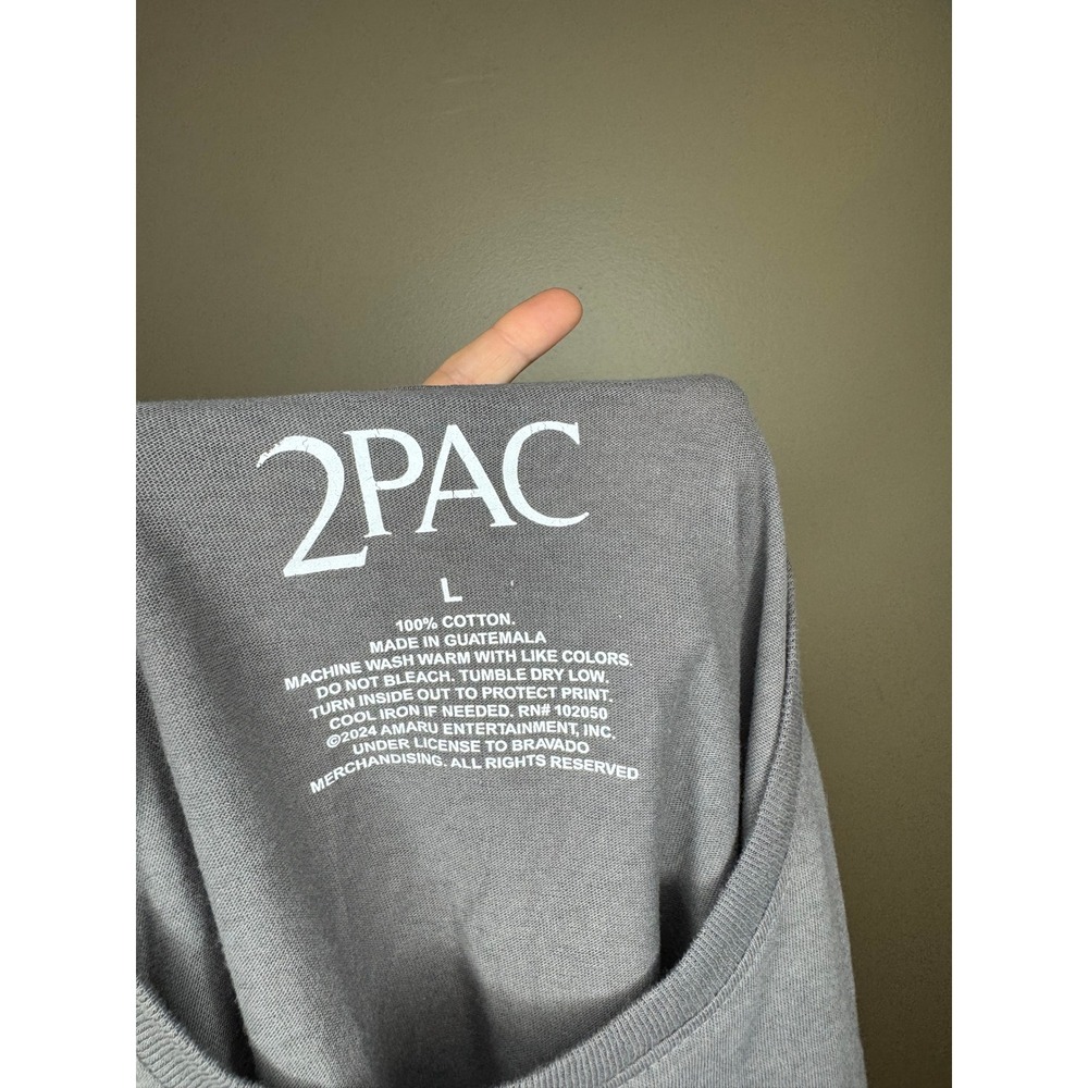 2Pac Tupac Shakur Graphic T-Shirt Mens Large Charcoal Gray Cotton Rap Tee - Picture 2 of 3
